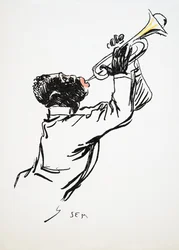 Saxofonist, från White Bottoms, pub. 1927 (färgblocktryck)